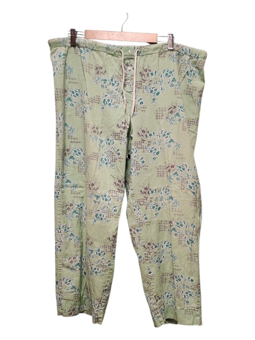 Light Green Floral Drawstring Lounge Pajama Pants